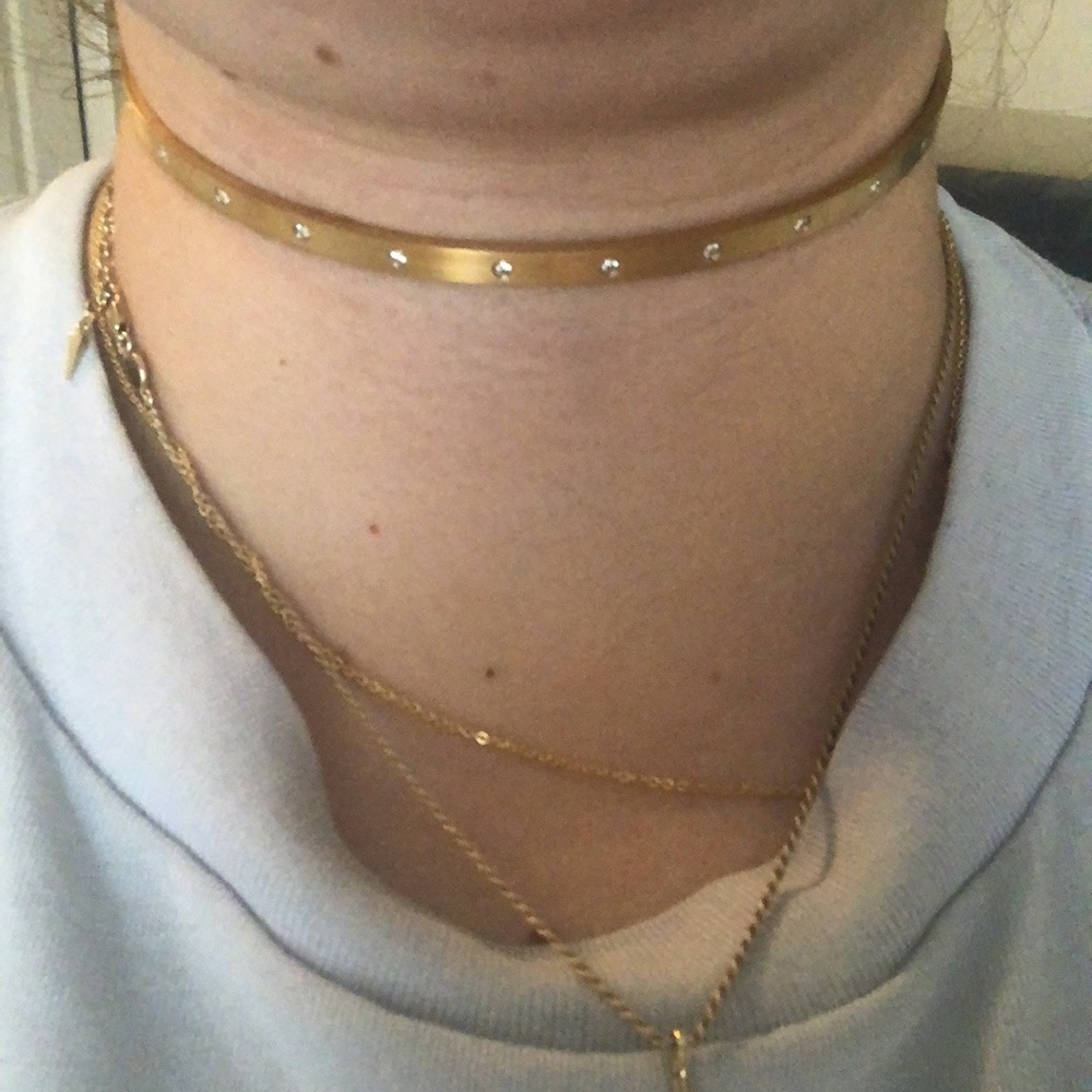 HP ⭐️ NWOT Bagatiba Gold Diamond Chocker Necklace - Picture 7 of 7